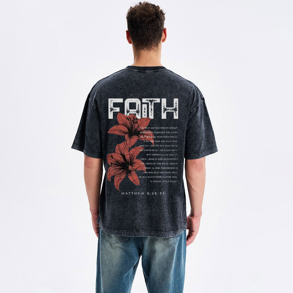 Faith Flower Christian Washed T-Shirt