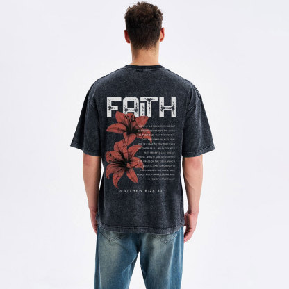 Faith Flower Christian Washed T-Shirt