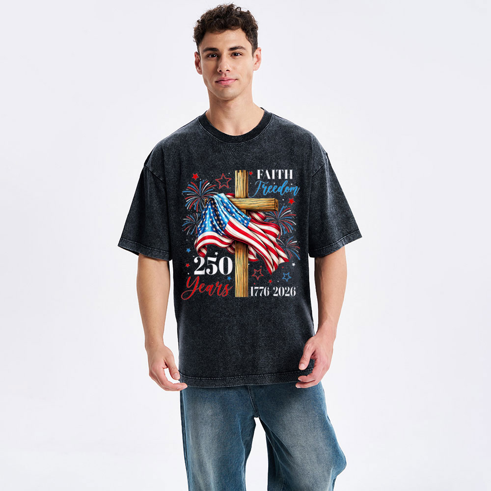 Faith & Freedom 250 Years Christian Washed T-Shirt