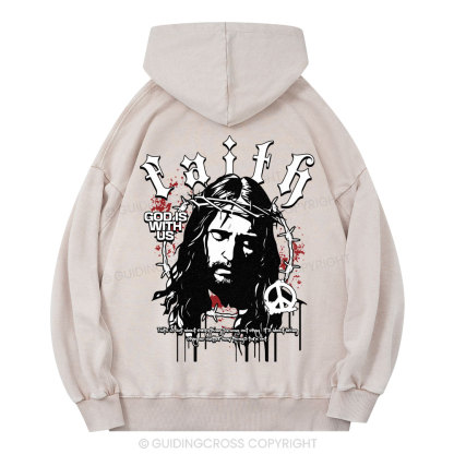 Faith God Is With Us Christian Washed Hoodie