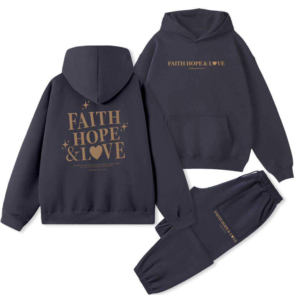 Faith Hope And Love Christian Fleece Hoodie Set