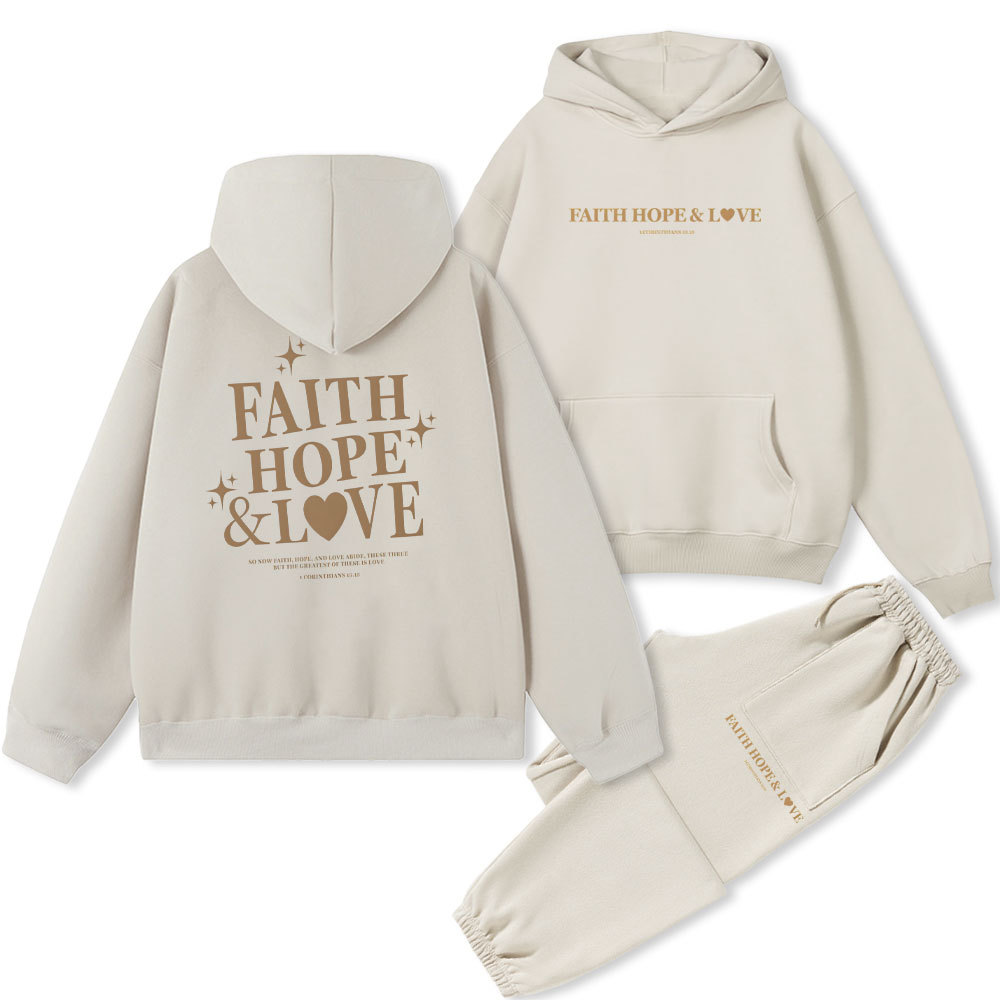 Faith Hope And Love Christian Fleece Hoodie Set