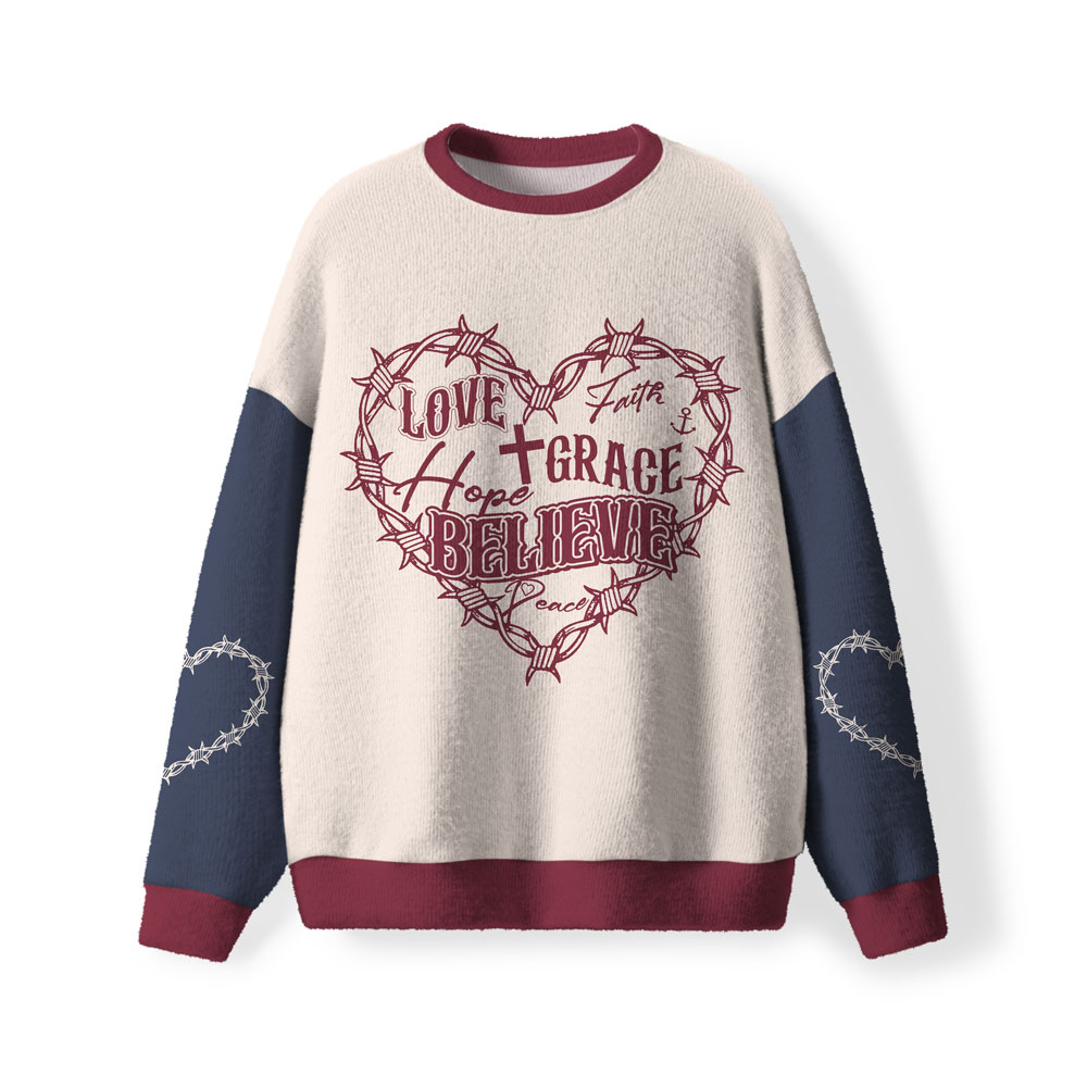 Faith Hope And Love Furry Christian Lightweight Sweater