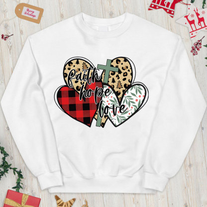 Faith Hope Love Christian Christmas Sweatshirt
