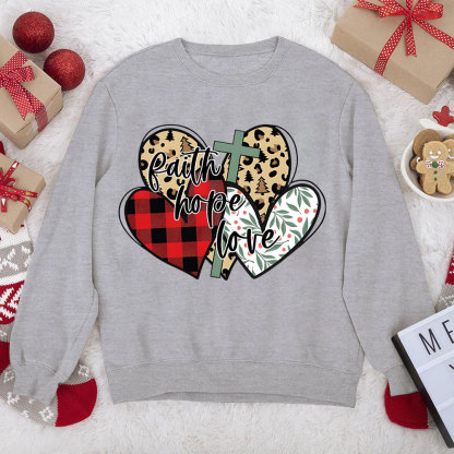 Faith Hope Love Christian Christmas Sweatshirt