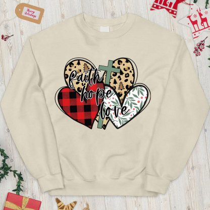 Faith Hope Love Christian Christmas Sweatshirt