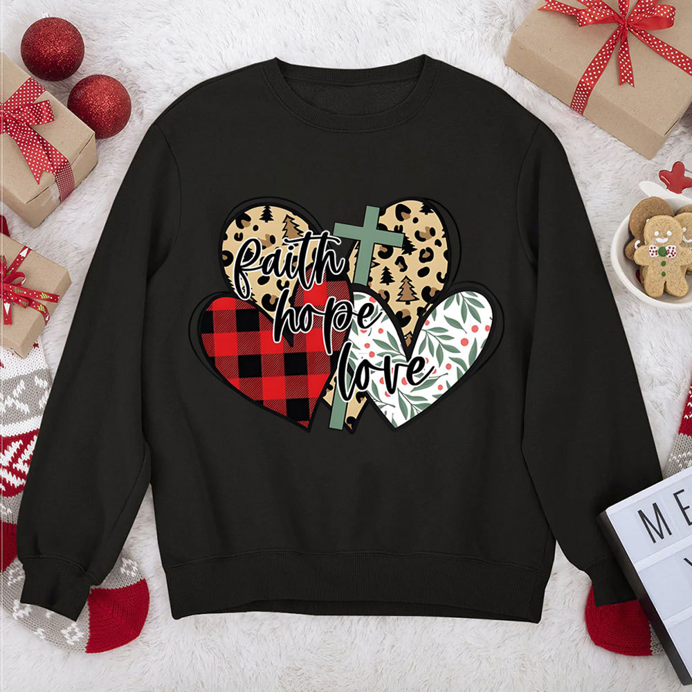 Faith Hope Love Christian Christmas Sweatshirt