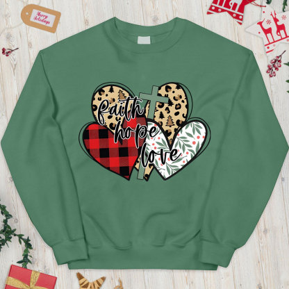 Faith Hope Love Christian Christmas Sweatshirt
