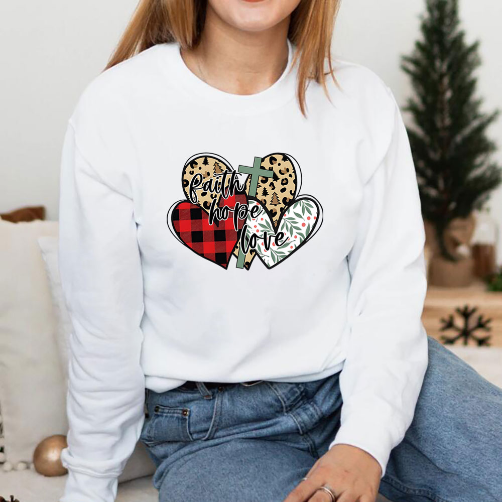 Faith Hope Love Christian Christmas Sweatshirt