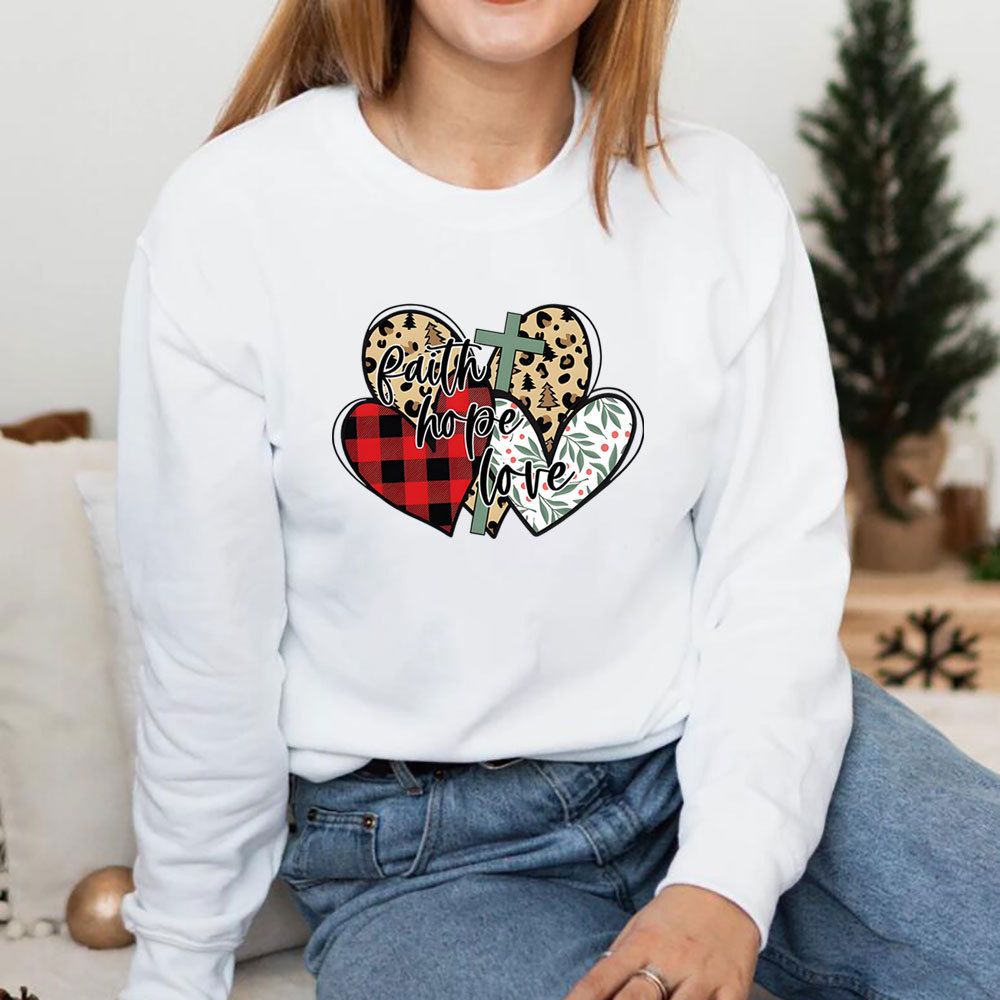 Faith Hope Love Christian Christmas Sweatshirt