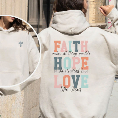 Faith Hope Love Christian Fleece Hoodie Set