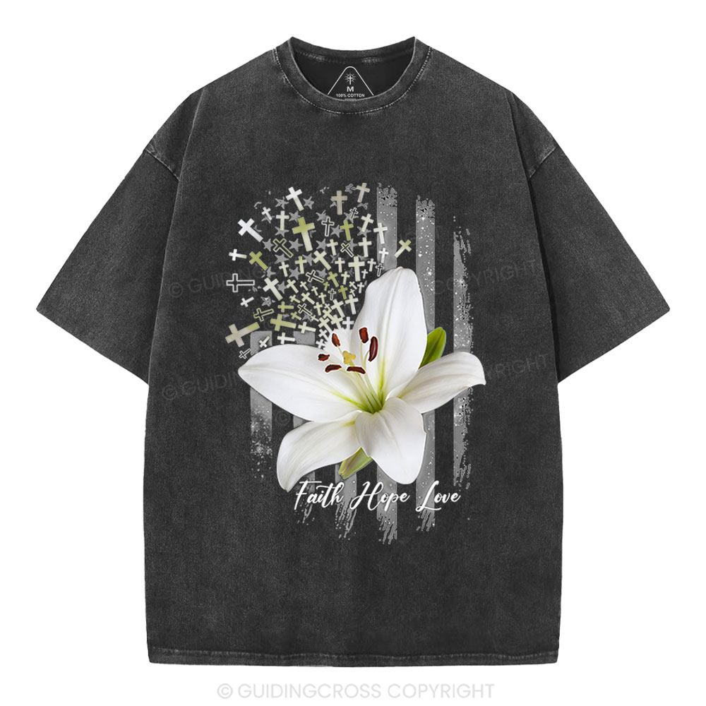 Faith Hope Love Christian Washed T-Shirt