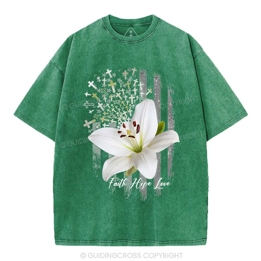 Faith Hope Love Christian Washed T-Shirt