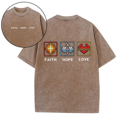 Faith Hope Love Christian Washed T-Shirt 