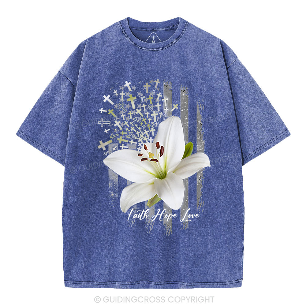 Faith Hope Love Christian Washed T-Shirt