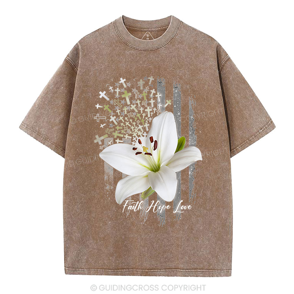 Faith Hope Love Christian Washed T-Shirt