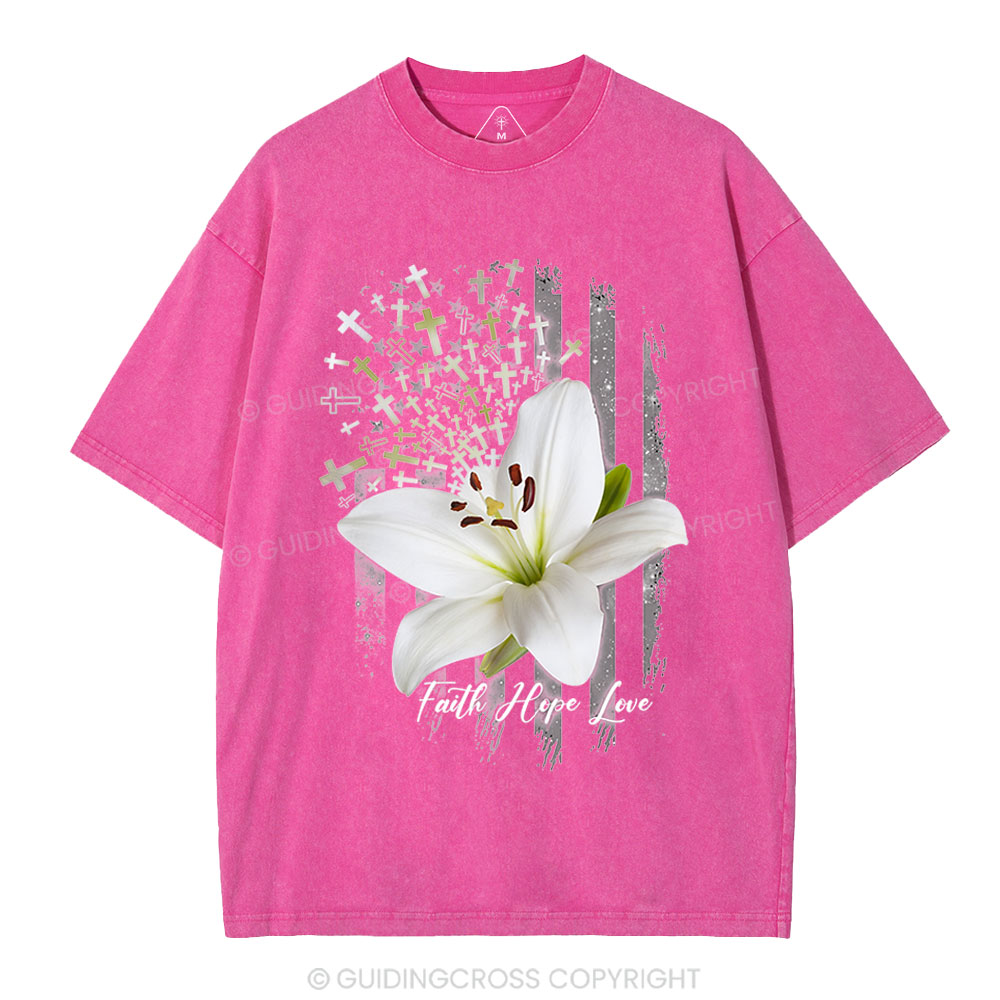 Faith Hope Love Christian Washed T-Shirt