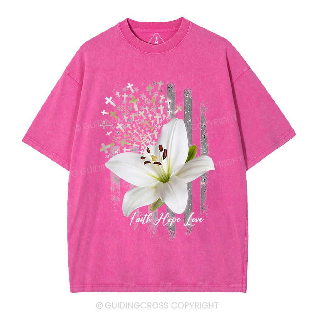 Faith Hope Love Christian Washed T-Shirt