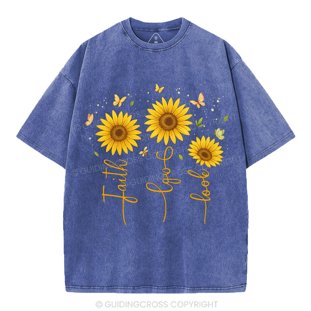 Faith Hope Love Christian Washed T-Shirt
