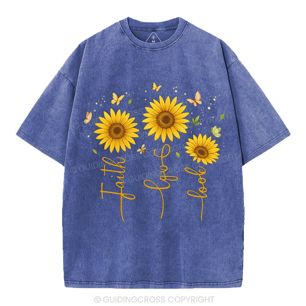 Faith Hope Love Christian Washed T-Shirt