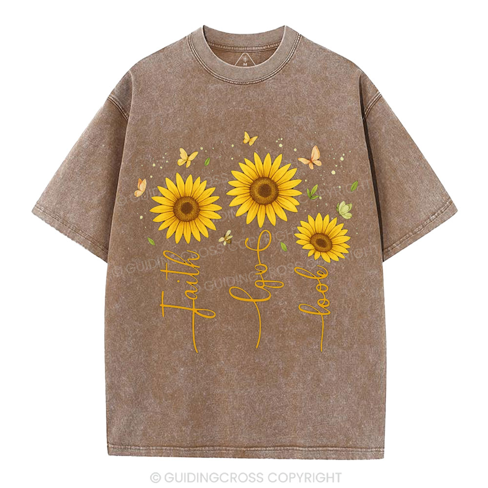 Faith Hope Love Christian Washed T-Shirt