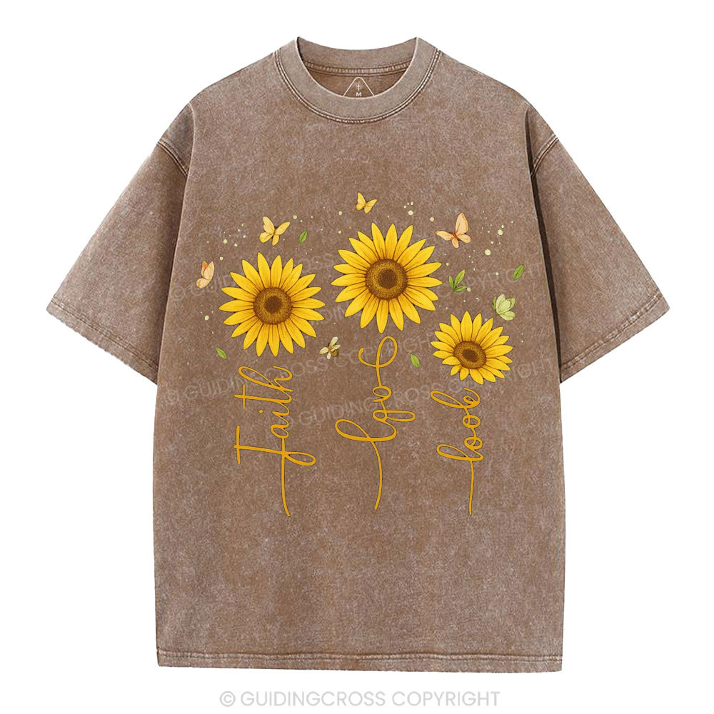 Faith Hope Love Christian Washed T-Shirt