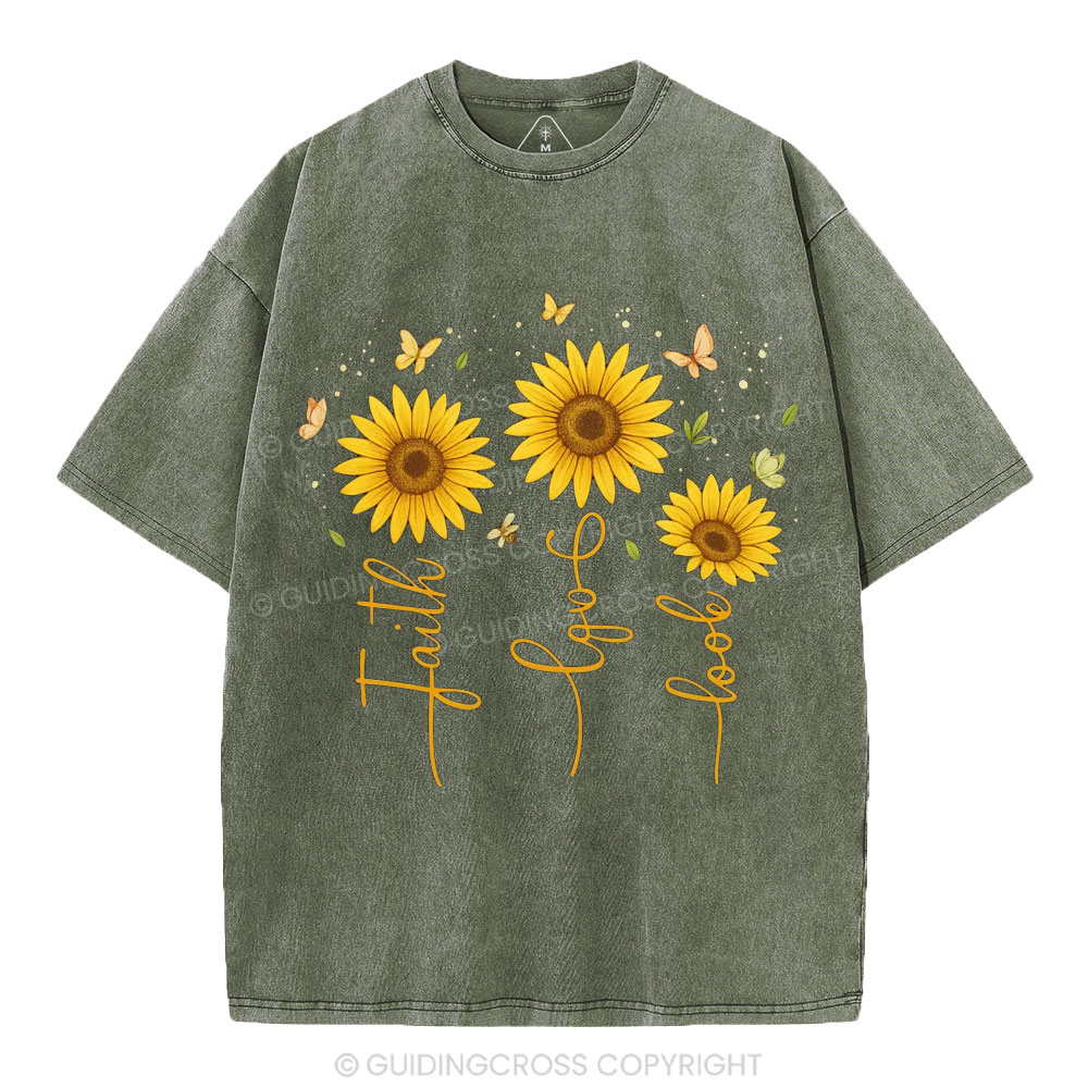 Faith Hope Love Christian Washed T-Shirt