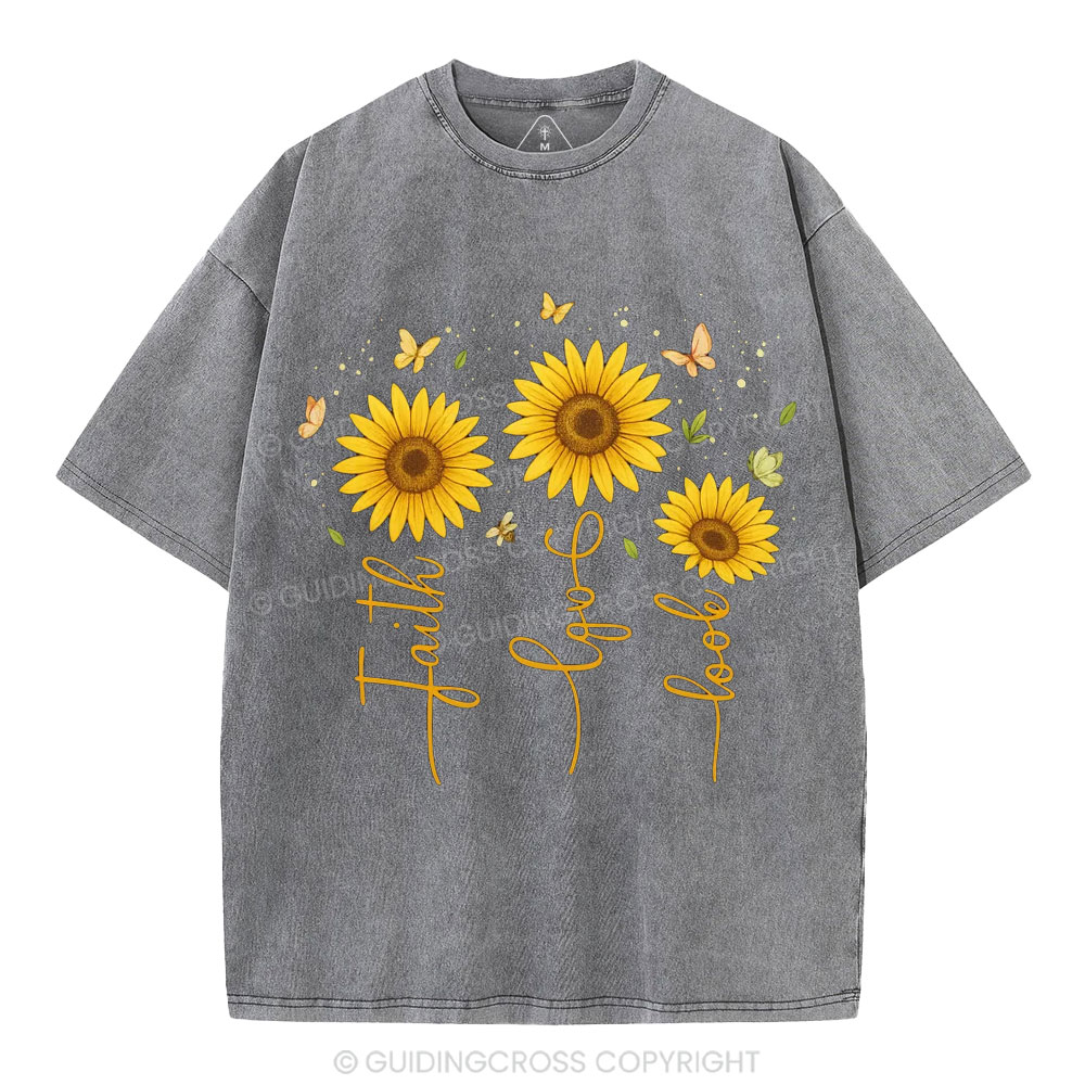 Faith Hope Love Christian Washed T-Shirt