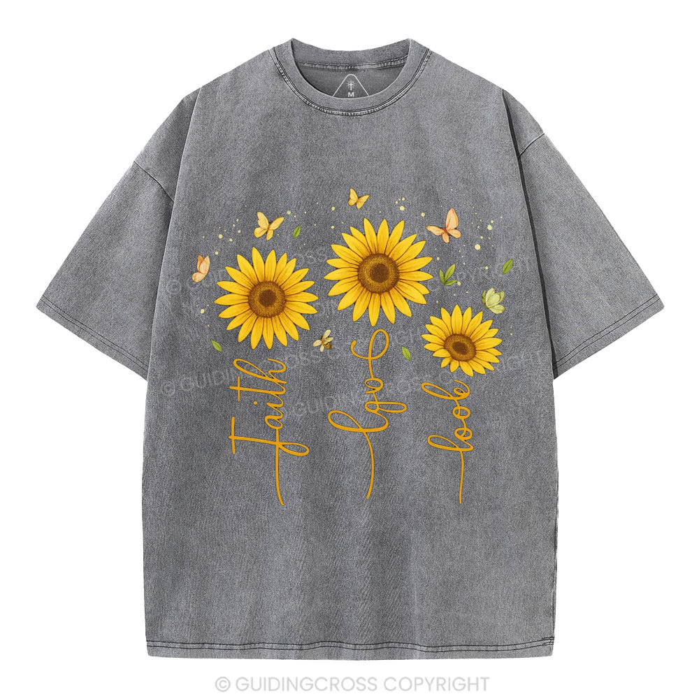 Faith Hope Love Christian Washed T-Shirt