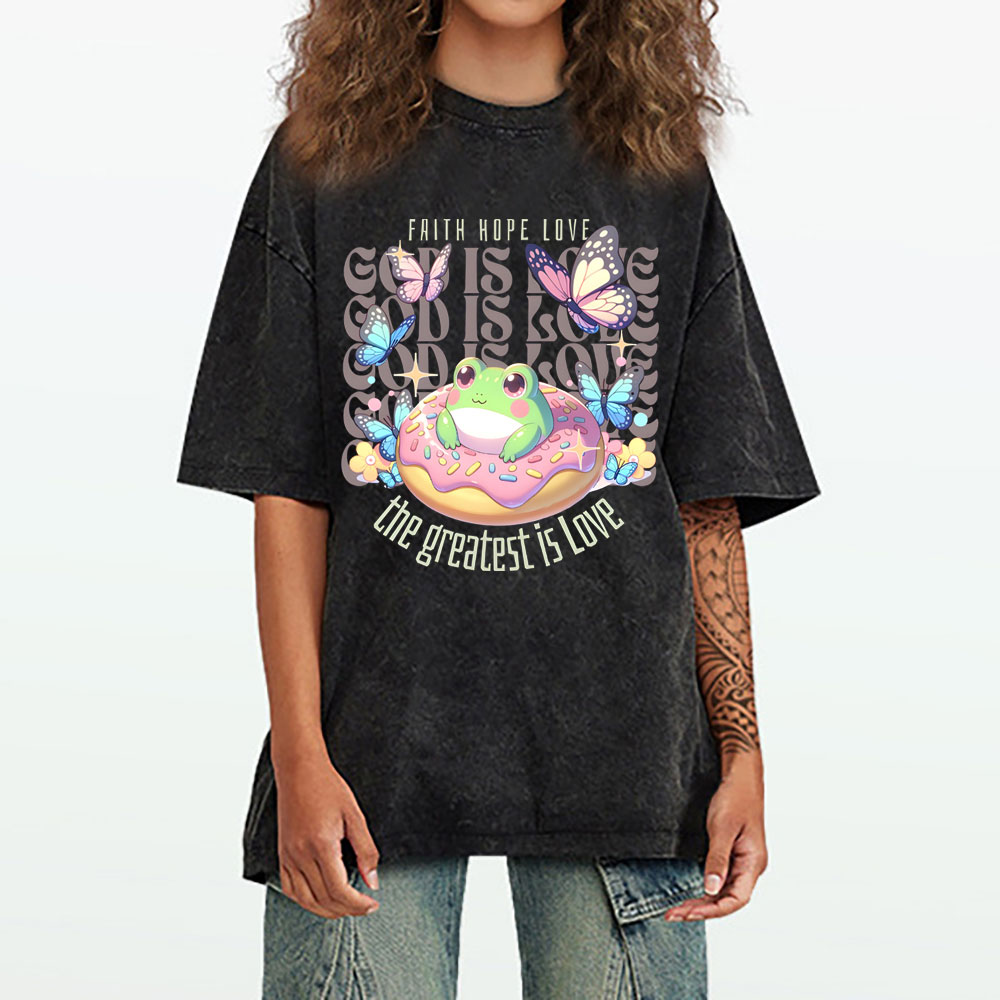 Faith Hope Love Christian Washed T-Shirt