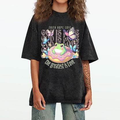 Faith Hope Love Christian Washed T-Shirt