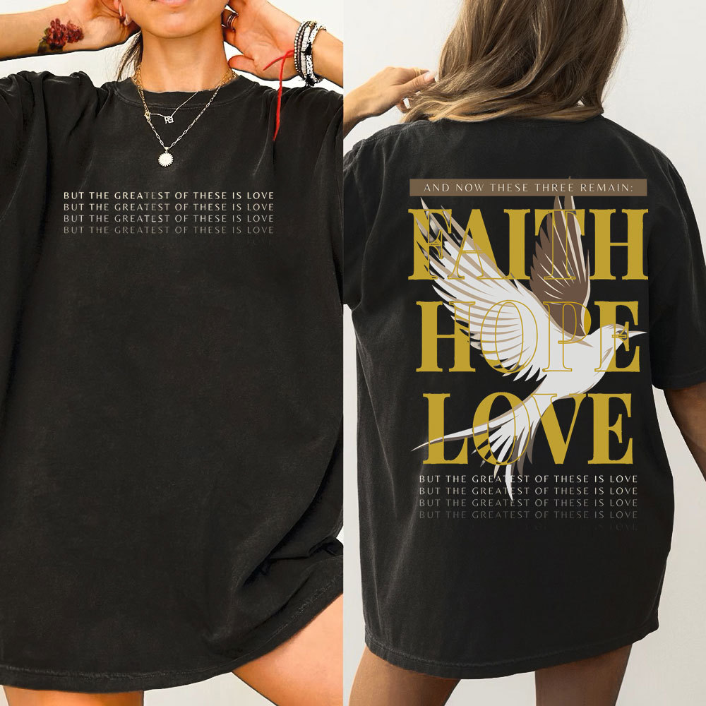 Faith Hope Love Christian Washed T-Shirt