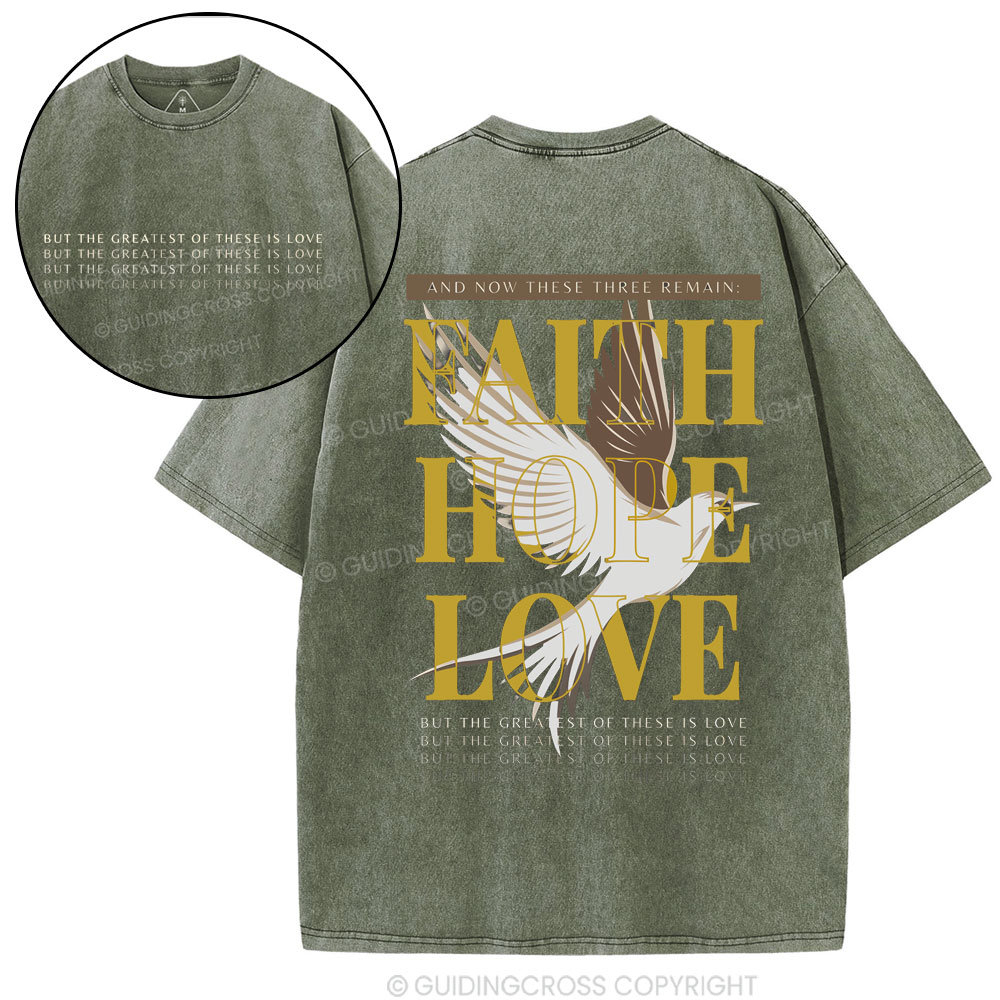 Faith Hope Love Christian Washed T-Shirt