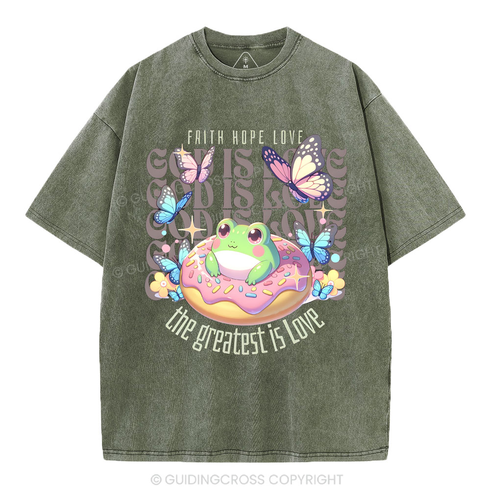 Faith Hope Love Christian Washed T-Shirt