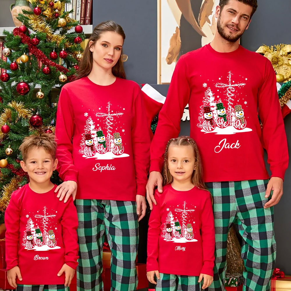 Personalized Faith Hope Love Christmas Family Matching Long Sleeve Shirts