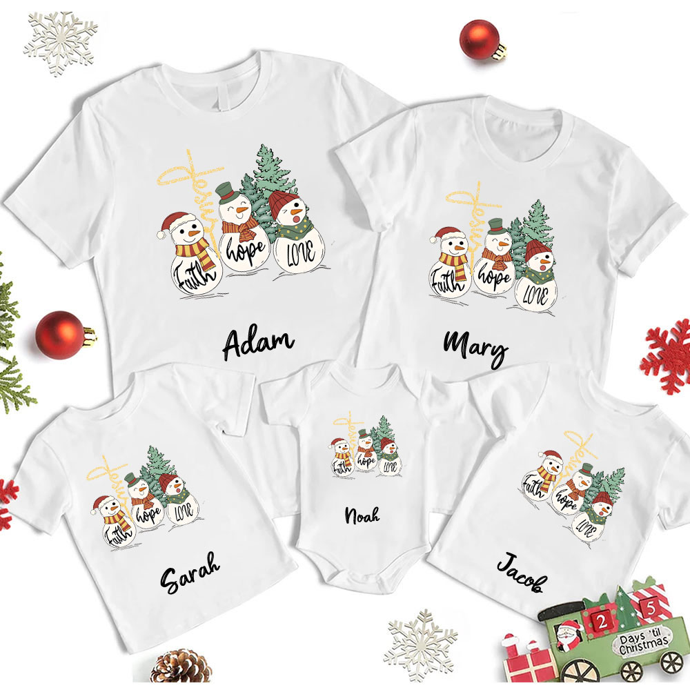 Personalized Faith Hope Love Christmas Family Matching Shirts