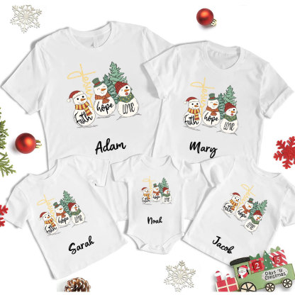 Personalized Faith Hope Love Christmas Family Matching Shirts