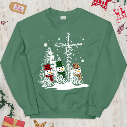 Faith Hope Love Snowman Christian Christmas Sweatshirt