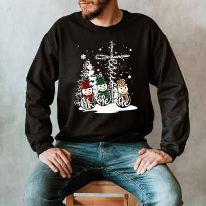 Faith Hope Love Snowman Christian Christmas Sweatshirt