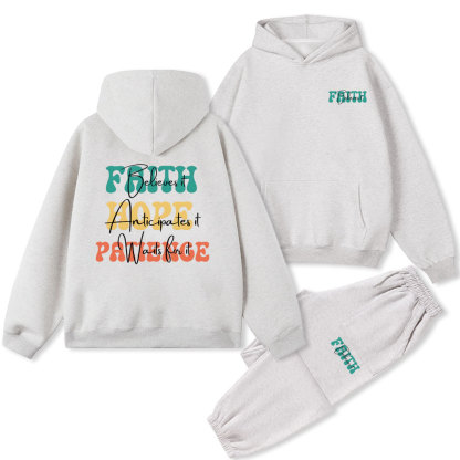 Faith Hope Petience Christian Fleece Hoodie Set