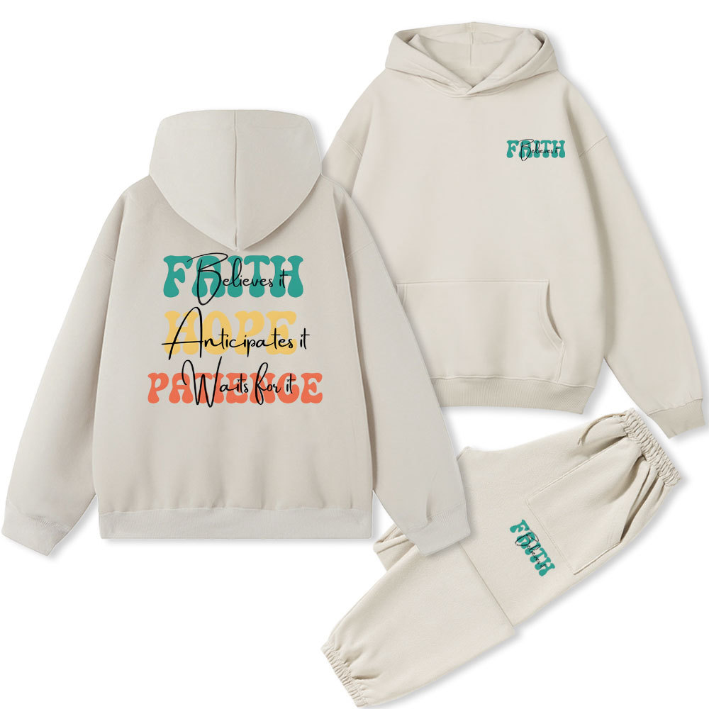Faith Hope Petience Christian Fleece Hoodie Set