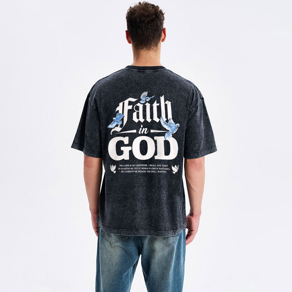 Faith In God Christian Washed T-Shirt