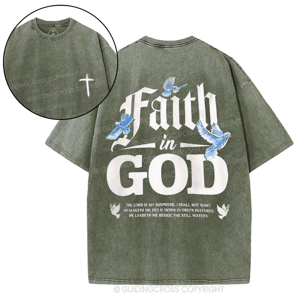 Faith In God Christian Washed T-Shirt