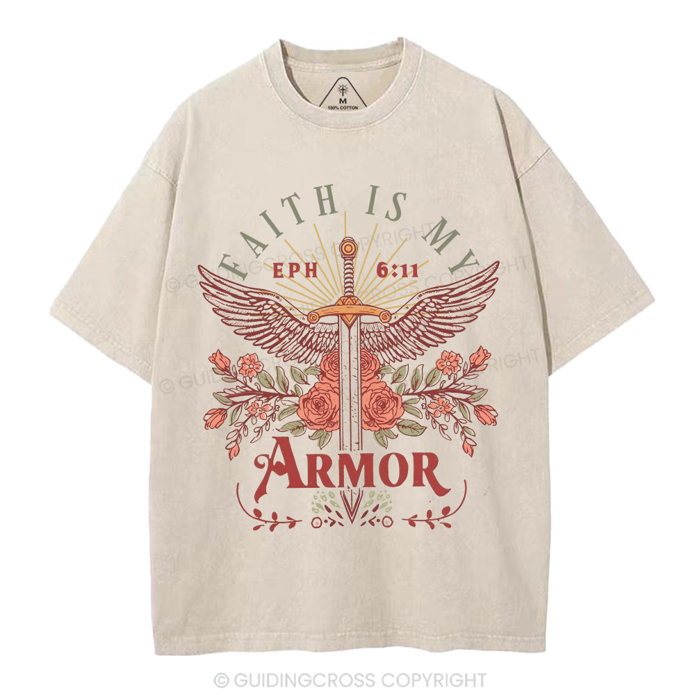 Faith Is My Armor Christian Washed T-Shirt