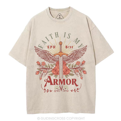 Faith Is My Armor Christian Washed T-Shirt