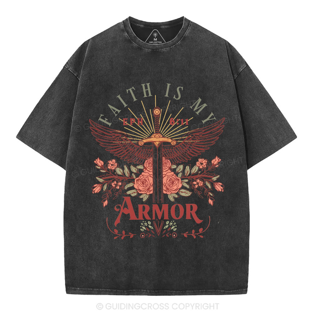 Faith Is My Armor Christian Washed T-Shirt