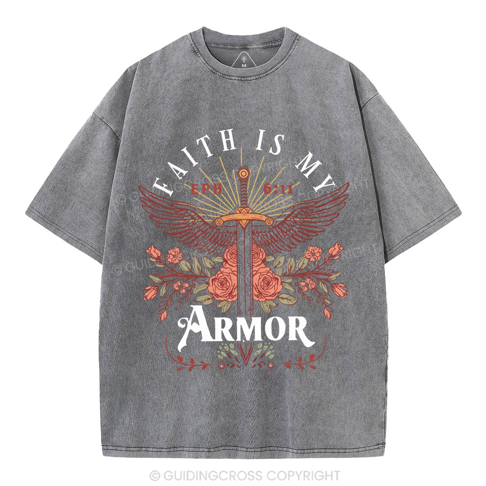 Faith Is My Armor Christian Washed T-Shirt