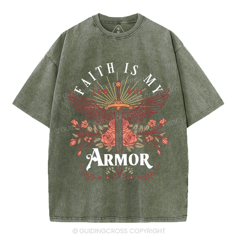 Faith Is My Armor Christian Washed T-Shirt