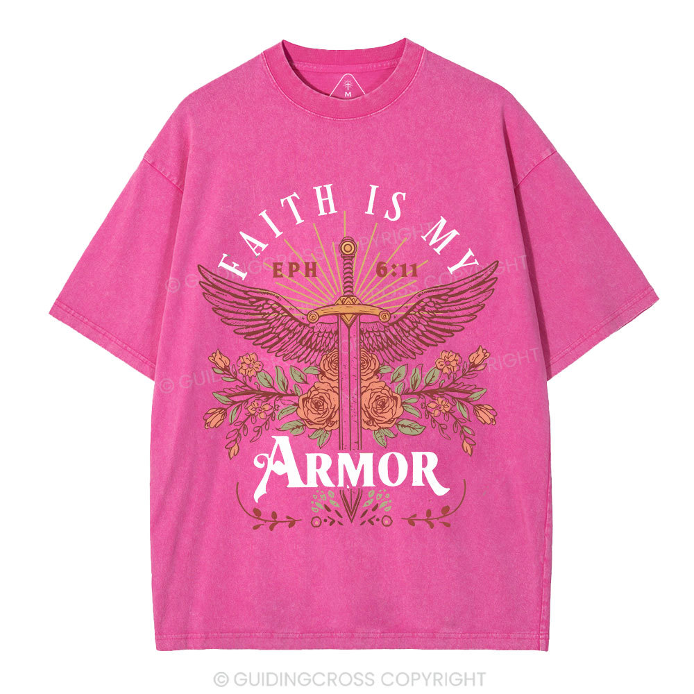 Faith Is My Armor Christian Washed T-Shirt