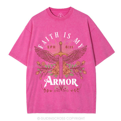 Faith Is My Armor Christian Washed T-Shirt